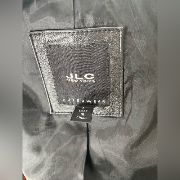 JLC New York L Black Leather Zipper Jacket with Pockets - Picture 10 of 11